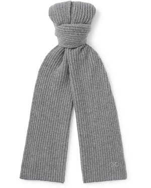 Celine Logo-Embroidered Ribbed Cashmere Scarf - Gray