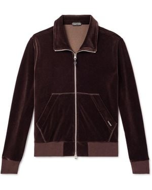Tom Ford Cotton-Blend Velour Zip-Up Track Jacket - Purple