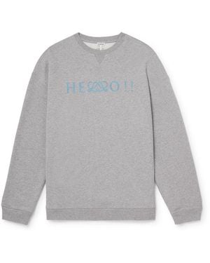 Loewe Logo-Print Cotton-Jersey Sweatshirt - Gray