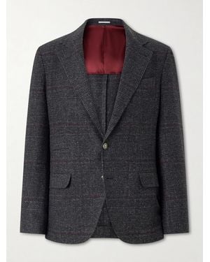 Brunello Cucinelli Checked Silk, Wool And Cashmere-Blend Suit Jacket - Black