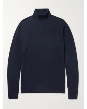 John Smedley Merino Wool Rollneck Sweater - Blu