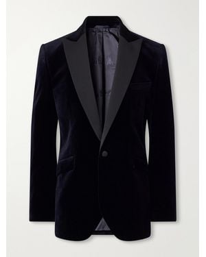 Favourbrook Grosgrain-Trimmed Cotton-Velvet Tuxedo Jacket - Blue