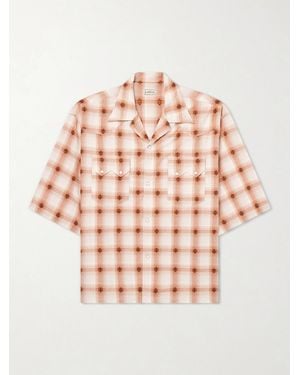 Kapital Camp-Collar Checked Cotton Western Shirt - Pink