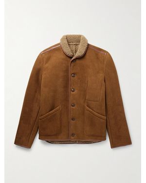 YMC Brainticket MK1 Jacke aus Shearling mit Lederbesatz - Braun