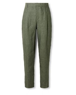 Sunspel Straight-Leg Pleated Linen Suit Pants - Green