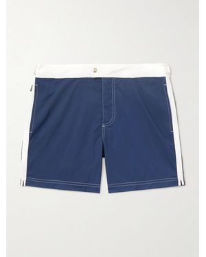 Tom Ford Straight-Leg Mid-Length Striped Swim Shorts - Blue
