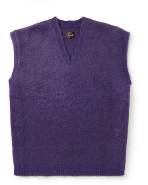 Needles Oversized Mohair-Blend Sweater Vest - Purple