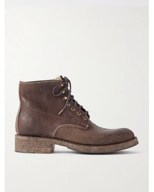 Visvim Virgil Distressed Leather Lace-Up Boots - Brown