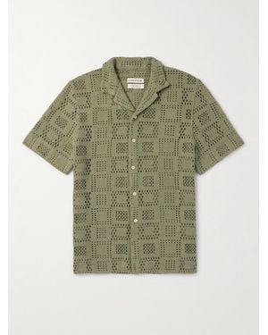 A Kind Of Guise Gioia Camp-Collar Crocheted Cotton Shirt - Green