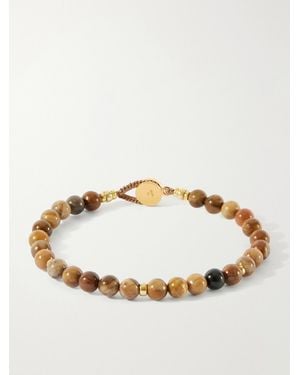 Mikia Circle 8-Plated Sterling, Petrified Wood And Flint Beaded Bracelet - Natural