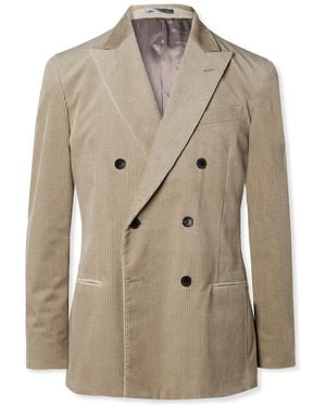 MR P. Slim-Fit Double-Breasted Cotton And Cashmere-Blend Corduroy Tuxedo Jacket - Natural