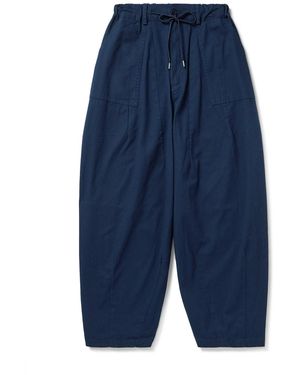 FRIZMWORKS Balloon Barrel-leg Cotton-twill Drawstring Pants - Blue