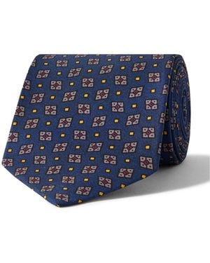 Drake's 8Cm Printed Silk Tie - Blue