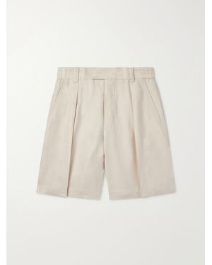 Loro Piana Reinga Wide-Leg Pleated Linen-Twill Bermuda Shorts - Natural