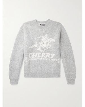 CHERRY LA Intarsia-Knit Alpaca-Blend Jumper - White