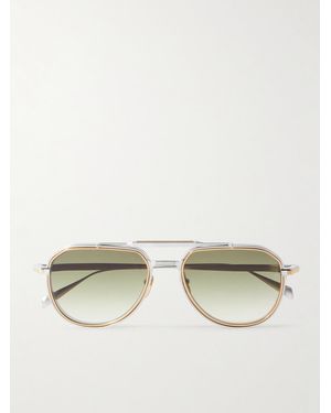 Jacques Marie Mage Commander Aviator-Style Brushed Two-Tone Beta Titanium Sunglasses - Natural