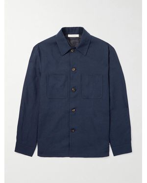 Umit Benan Jerome Linen And Wool-Blend Overshirt - Blue