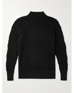 S.N.S. Herning Stark Slim-Fit Cable-Knit Merino Wool Jumper - Black