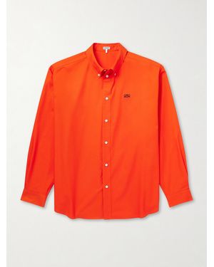 Loewe Anagram-embroidered Cotton Shirt - Orange