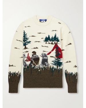 Junya Watanabe Intarsia-Knit Wool Sweater - Natural