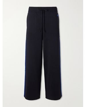 Wales Bonner Straight-Leg Logo-Embroidered Knitted Drawstring Joggers - Blue