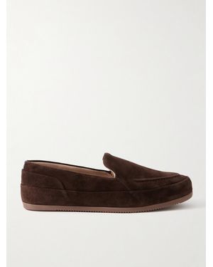 Mulo Fleece-Lined Suede Loafers - Marrone