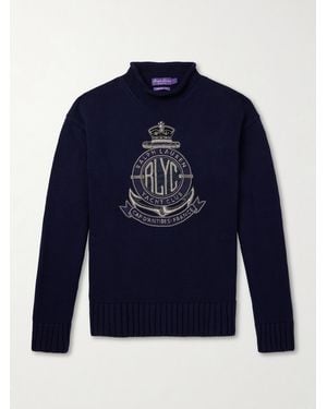Ralph Lauren Logo-Appliquéd Cotton-Blend Jumper - Blue