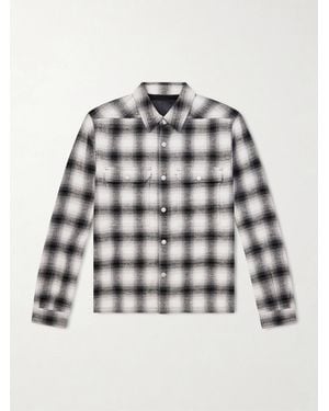 Rick Owens Level Cropped Checked Cotton Shirt - Grey