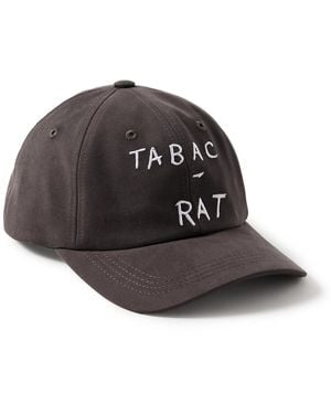 Enfants Riches Deprimes Tabac Rat Leather-trimmed Embroidered Cotton-twill Baseball Cap - Black