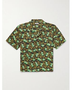 Bode Gooseberry Camp-Collar Printed Cotton And Silk-Blend Twill Shirt - Green