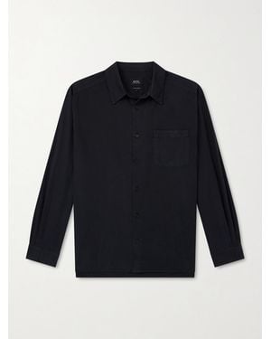 A.P.C. Malo Logo-Embroidered Organic Cotton Shirt - Blue