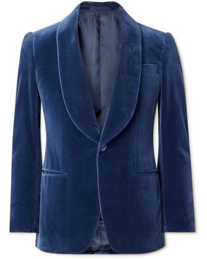 Kingsman Slim-Fit Shawl-Collar Cotton-Velvet Tuxedo Jacket - Blue