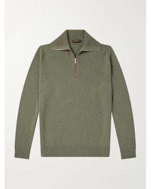 Slowear Zanone Cashmere Half-Zip Jumper - Green