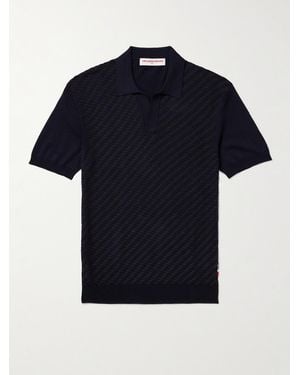 Orlebar Brown Horton Silk And Cotton-Blend Jacquard Polo Shirt - Blue