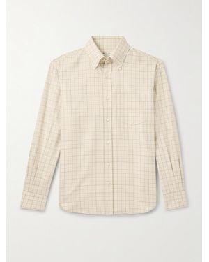 Loro Piana Elia Button Down-Collar Checked Cotton Shirt - Natural
