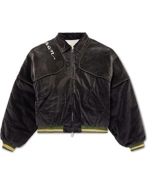Kapital Logo-Embroidered Zip-Detailed Cotton-Velvet Bomber Jacket - Black