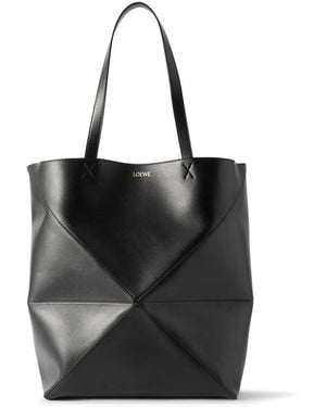 Loewe Puzzle Large Paneled Leather Tote Bag - Black