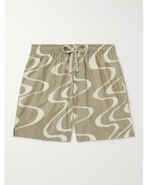 FRAME Straight-Leg Printed Organic Cotton Drawstring Shorts - Metallic