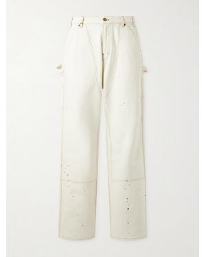 CHERRY LA Paint-Splattered Distressed Straight-Leg Jeans - White