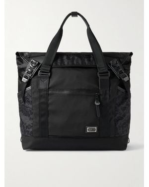 master-piece Crazy Leopard-Print Leather-Trimmed Mastertex Tote Bag - Black