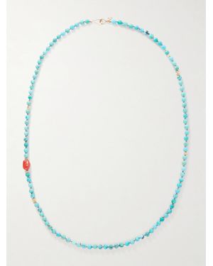 Peyote Bird Ritual 14-Karat, And Coral Beaded Necklace - Blue