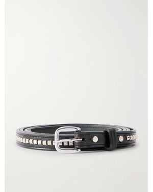 Monitaly Extra Long Clincher 1.5Cm Studded Leather Belt - Black