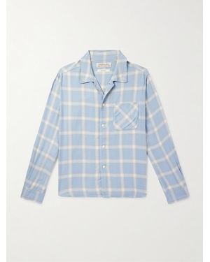 Remi Relief Convertible-Collar Checked Flannel Shirt - Blue