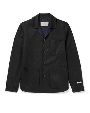 Canali Camp-Collar Wool-Blend Felt Overshirt - Black