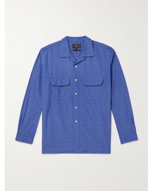 Beams Plus Convertible-collar Cotton-chambray Shirt - Blue