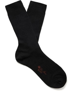 Loro Piana Ribbed Cashmere And Cotton-Blend Socks - Black