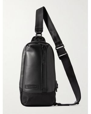 master-piece Slick Logo-Appliquéd Leather And Cordura Barastec Nylon Sling Backpack - Nero