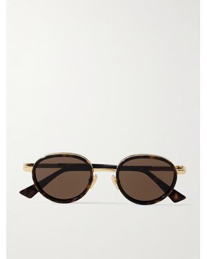 Bottega Veneta Panthos Round-Frame Tortoiseshell Recycled-Acetate And-Tone Sunglasses - Brown