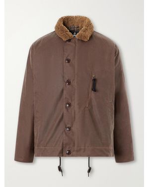 Barbour Macklow Plush-Trimmed Waxed-Cotton Jacket - Brown