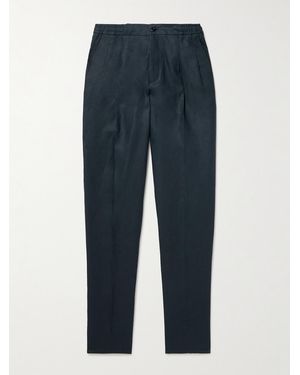 Rubinacci Straight-Leg Linen Trousers - Blue